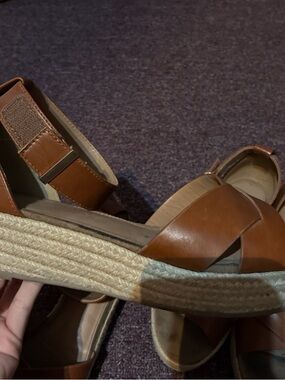 Women’s Brown Leather Espadrille Platform Sandals